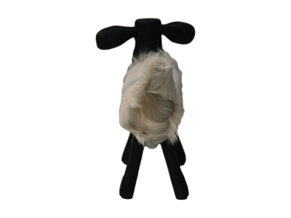 Schaap Shawn klein - 32x14x32 - wit/zwart- Teak/geitenhuid-Krukken-HSM Collection