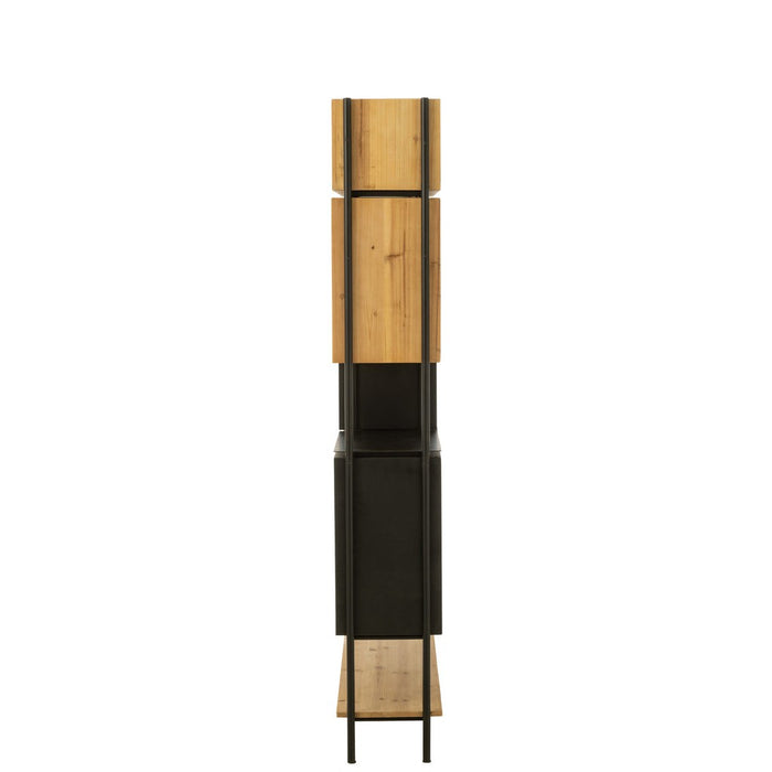 Schap Tina hout/ijzer zwart/naturel large-Vakkenkasten-J-Line
