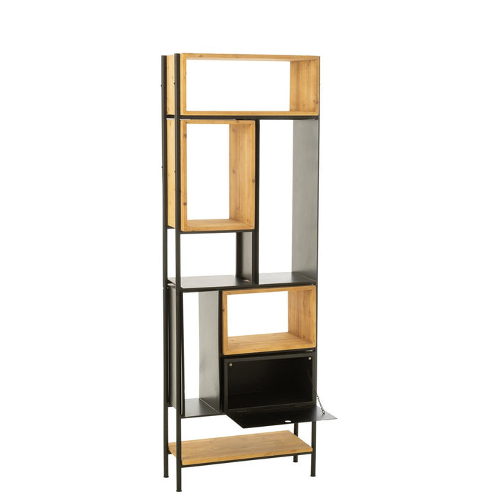 Schap Tina hout/ijzer zwart/naturel small-Vakkenkasten-J-Line