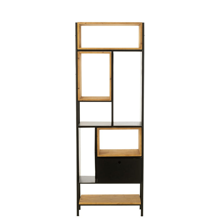 Schap Tina hout/ijzer zwart/naturel small-Vakkenkasten-J-Line