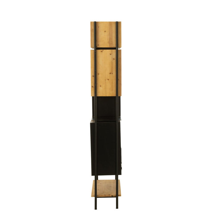 Schap Tina hout/ijzer zwart/naturel small-Vakkenkasten-J-Line