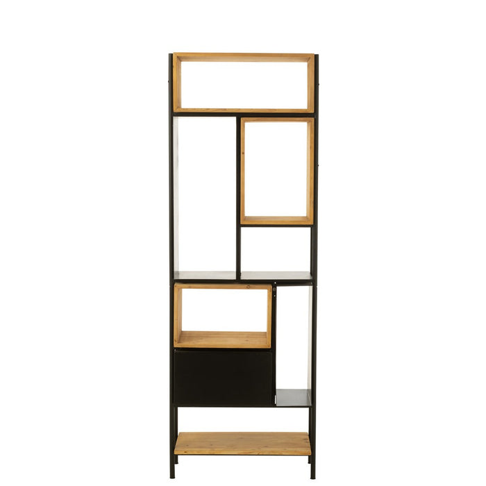 Schap Tina hout/ijzer zwart/naturel small-Vakkenkasten-J-Line