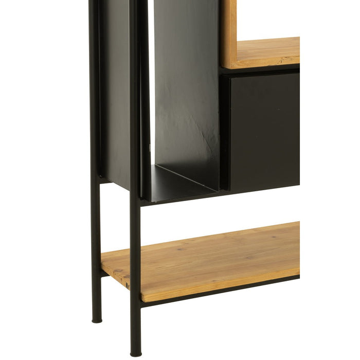 Schap Tina hout/ijzer zwart/naturel small-Vakkenkasten-J-Line