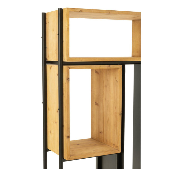 Schap Tina hout/ijzer zwart/naturel small-Vakkenkasten-J-Line
