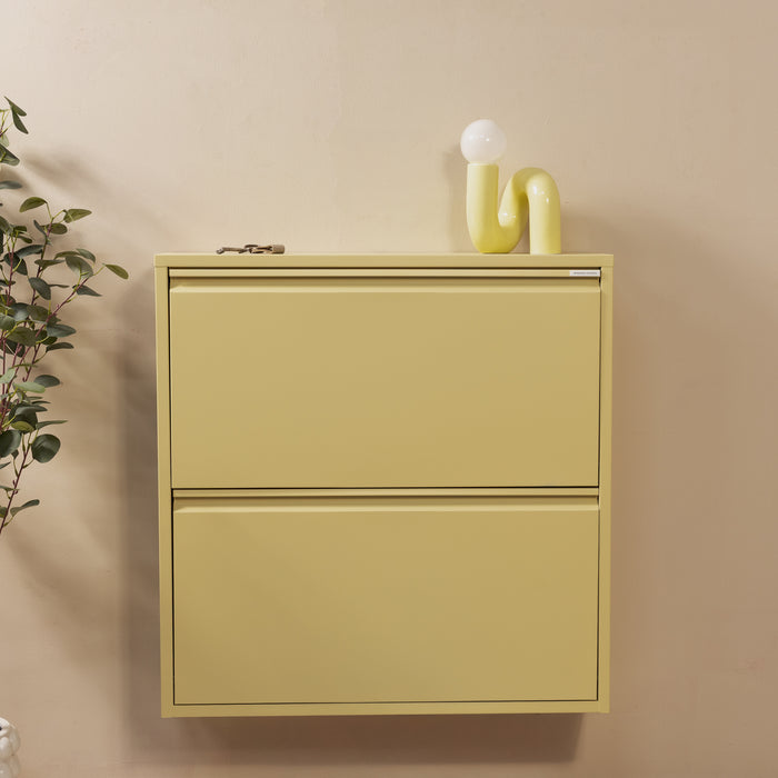 Schoenenkast BILLY 2 Staal Butter Yellow 75x22.5x77.5cm Spinder Design-Schoenenrekken-Spinder