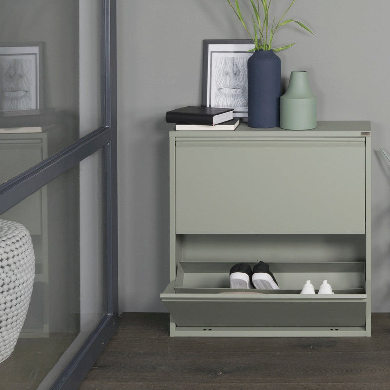 Schoenenkast BILLY 2 Staal Dusty Green 75x22.5x77.5cm-Schoenenrekken-Spinder
