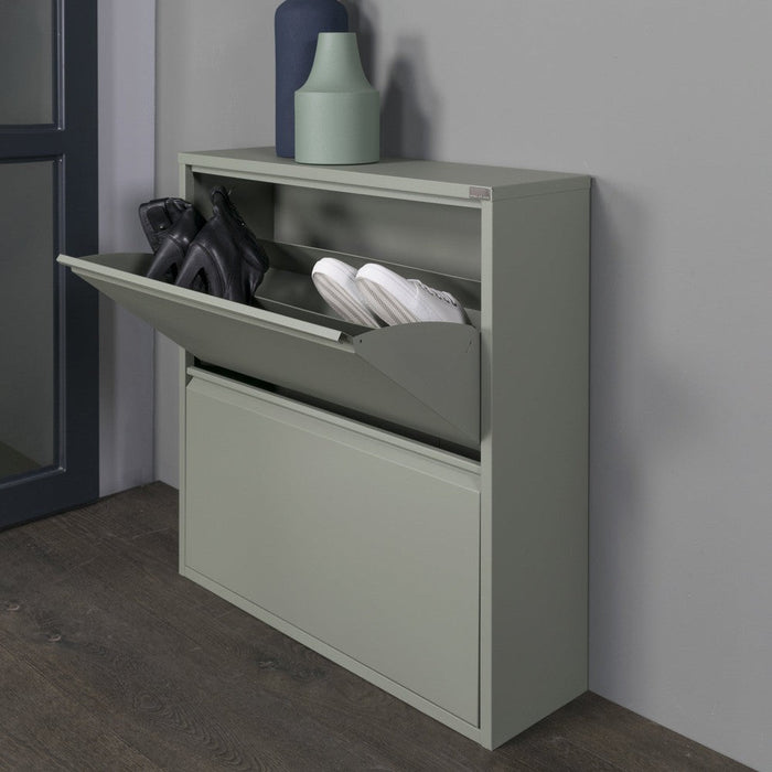 Schoenenkast BILLY 2 Staal Dusty Green 75x22.5x77.5cm Spinder Design-Schoenenrekken-Spinder