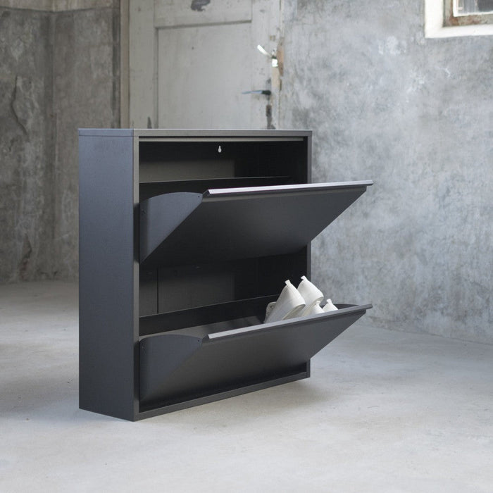 Schoenenkast BILLY 2 Staal Zwart 75x22.5x77.5cm Spinder Design-Opbergkasten-Spinder