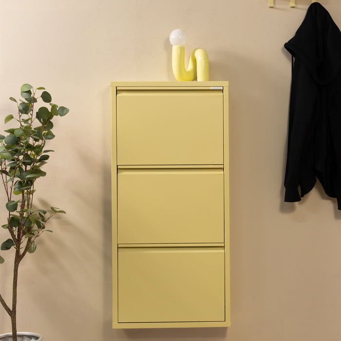 Schoenenkast BILLY 3 Staal Butter Yellow 50x15x103cm Spinder Design-Schoenenrekken-Spinder
