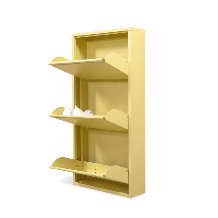 Schoenenkast BILLY 3 Staal Butter Yellow 50x15x103cm Spinder Design-Schoenenrekken-Spinder