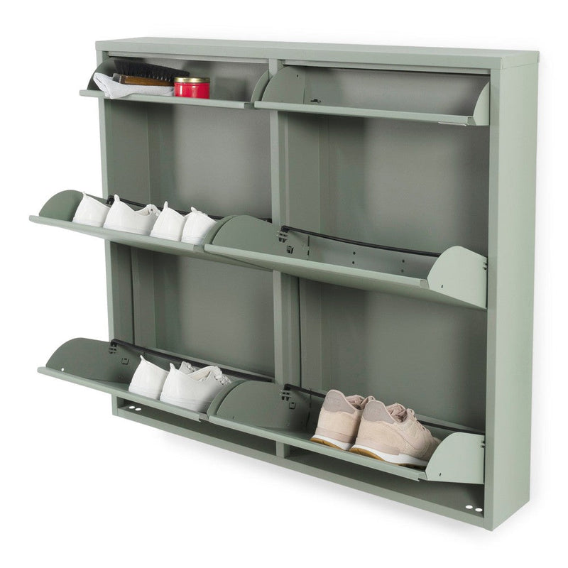 Schoenenkast BILLY 6 Staal Dusty Green 98x15x86cm Spinder Design-Schoenenrekken-Spinder