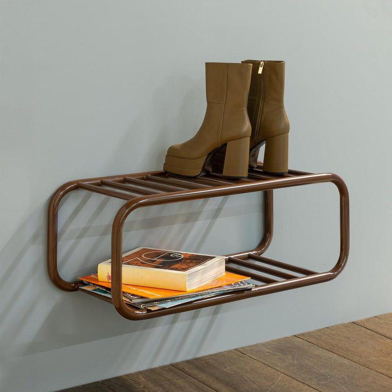 Schoenenrek RETRO Staal Chocolate Brown 72x35.2x28cm-Schoenenrekken-Spinder