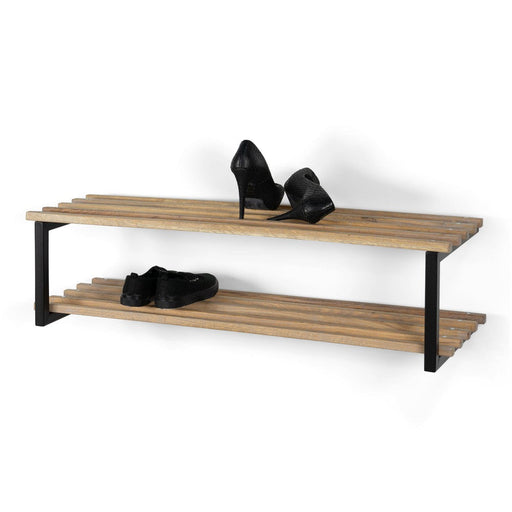 Schoenenrek RIZZOLI Staal Zwart Eiken 100x34x26cm Spinder Design-Opbergkasten-Spinder
