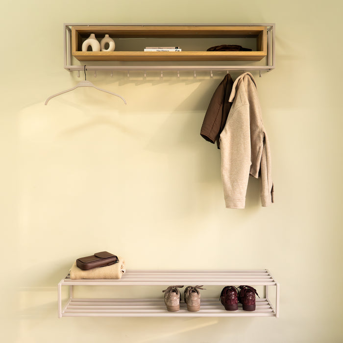 Schoenenrek SCHOOL 120 Staal Silky Taupe 118x30.5x20.5cm Spinder Design-Schoenenrekken-Spinder