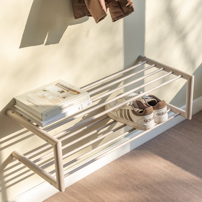 Schoenenrek SOENZ Staal Silky Taupe 80x33.5x23cm Spinder Design-Schoenenrekken-Spinder