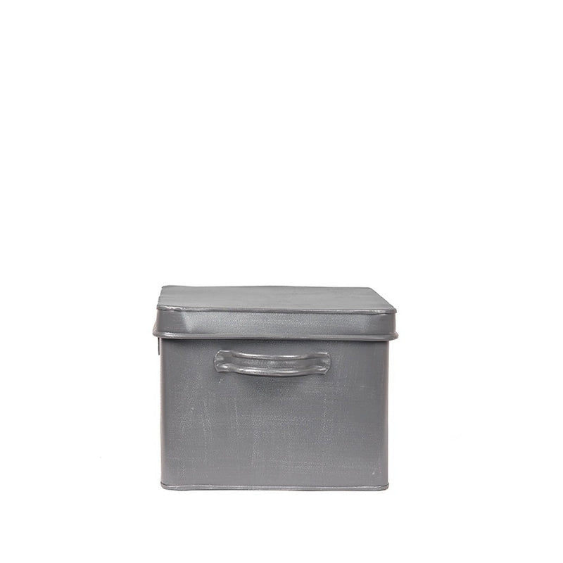 SchoenpoetsOpbergkist Antiek Grijs Metaal - 36x21x16 cm-Opbergdozen en manden-LABEL51