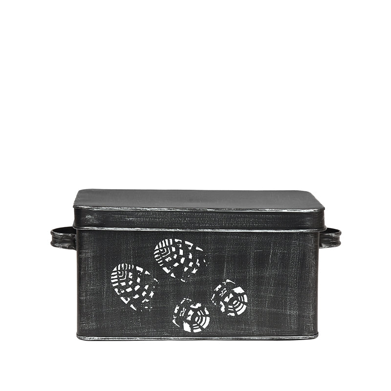 SchoenpoetsOpbergkist Antiek Zwart Metaal - 36x21x16 cm-Opbergdozen en manden-LABEL51