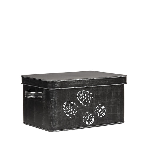 SchoenpoetsOpbergkist Antiek Zwart Metaal - 36x21x16 cm-Opbergdozen en manden-LABEL51