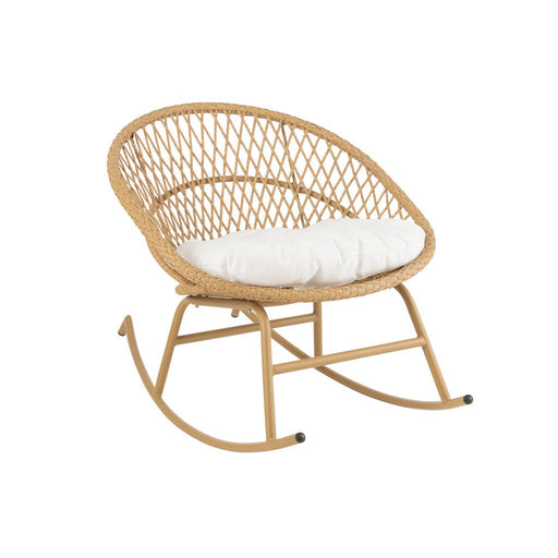 Schommelbare Eetkamerstoel + Kussen Zayo Metaal | Reed Beige-Eetkamerstoelen-J-Line