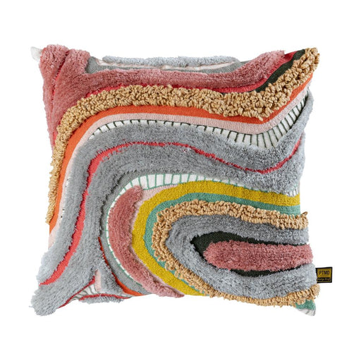 Sephora Roze Vierkant Embroidery Sierkussen met Lines-Decoratief kussen-PTMD