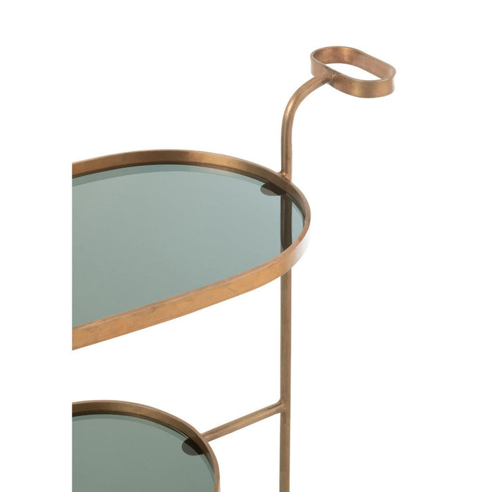 Serveerkar Ovaal 2niv ijzer/glas zwart/brons-Trolleys-J-Line