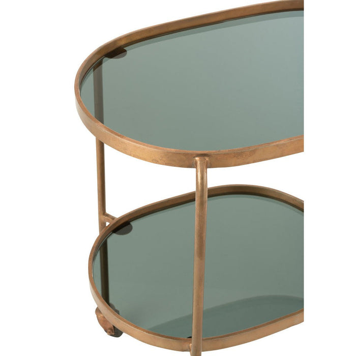 Serveerkar Ovaal 2niv ijzer/glas zwart/brons-Trolleys-J-Line