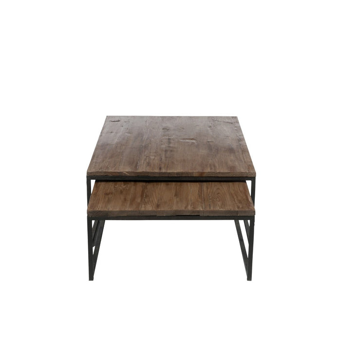 Set 2 salontafels hout/metaal bruin+zwart-Salontafels-J-Line
