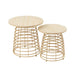 Set Of 2 Sidetables Round+Circular Foot Wood Natural-Bijzettafels-J-Line