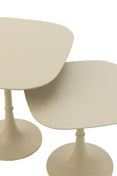 Set Of 2 Tables Square Aluminium Ivory-Bijzettafels-J-Line