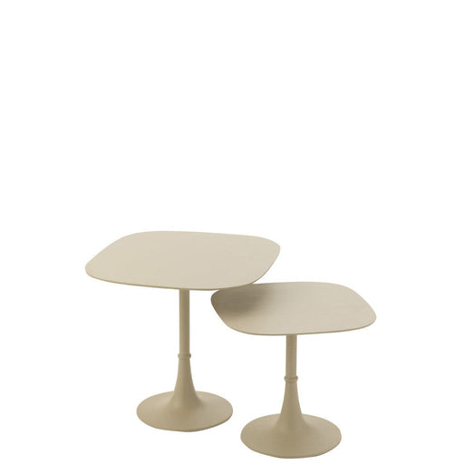 Set Of 2 Tables Square Aluminium Ivory-Bijzettafels-J-Line