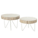 Set Of 2 Tables Ying Wood Metal White-Salontafels-J-Line