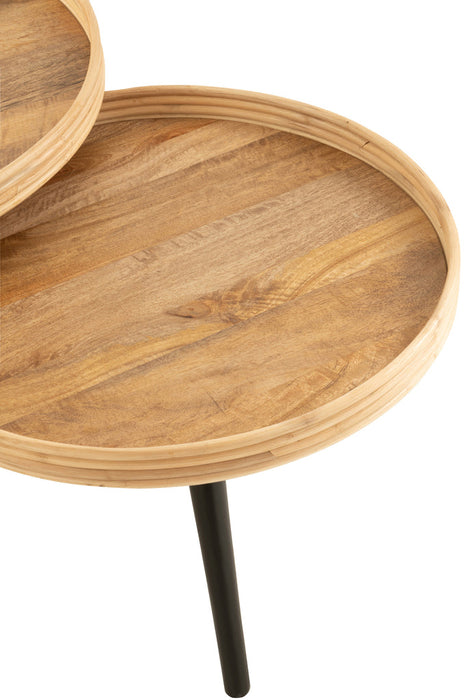 Set Of 3 Coffee Table Round Mango Wood Natural-Salontafels-J-Line