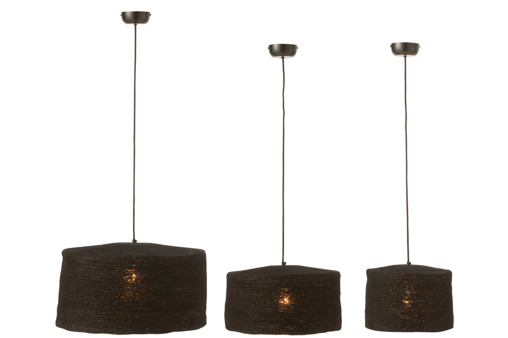 Set Of 3 Hanging Lamp Moonj Grass Black-Hanglampen-J-Line