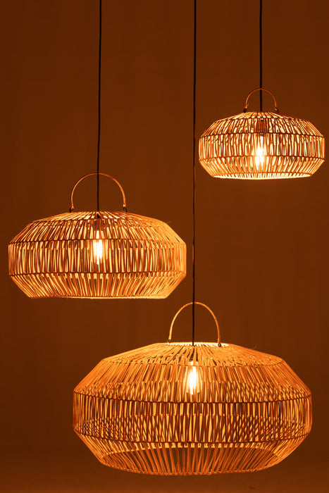 Set Of 3 Lamp Shades Rattan Natural-Hanglampen-J-Line