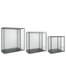 Set Of 3 Wall Rack Mirror Square Metal/Glass Black-Wandplanken-J-Line