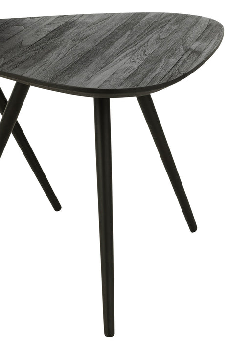 Set Van 2 bijzettafel driehoek gerecycleerd teak zwart-Salontafels-J-Line