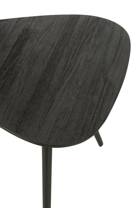 Set Van 2 bijzettafel driehoek gerecycleerd teak zwart-Salontafels-J-Line