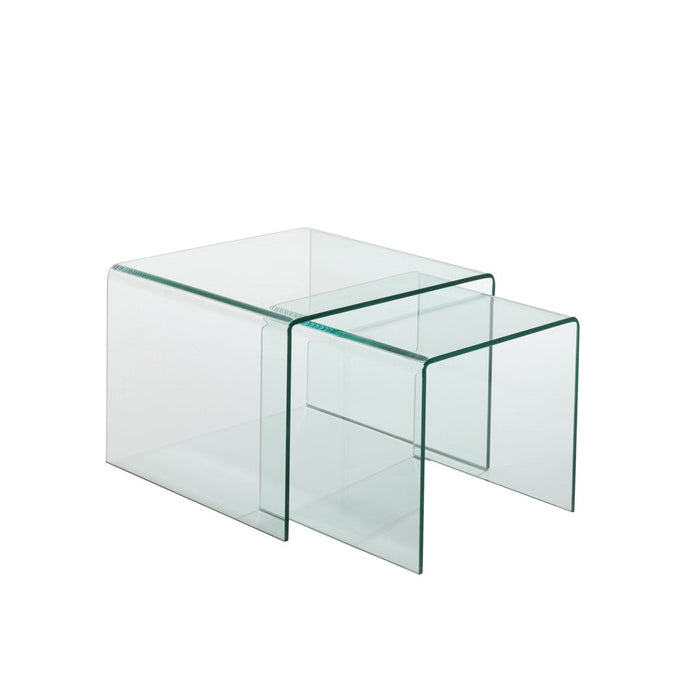 Set Van 2 bijzettafel glas transparant-Bijzettafels-J-Line