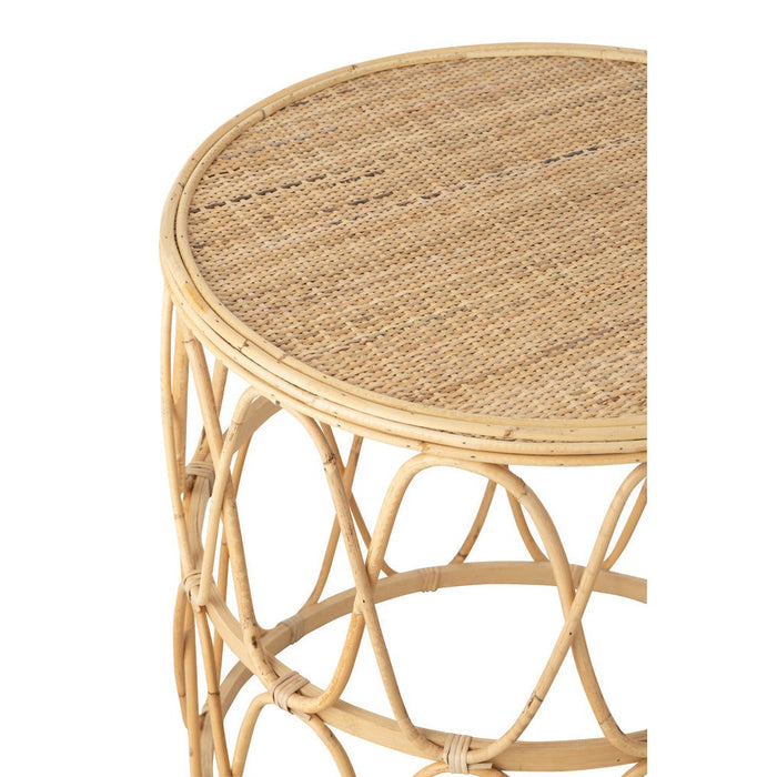 Set Van 2 bijzettafel golf patroon rotan naturel-Bijzettafels-J-Line