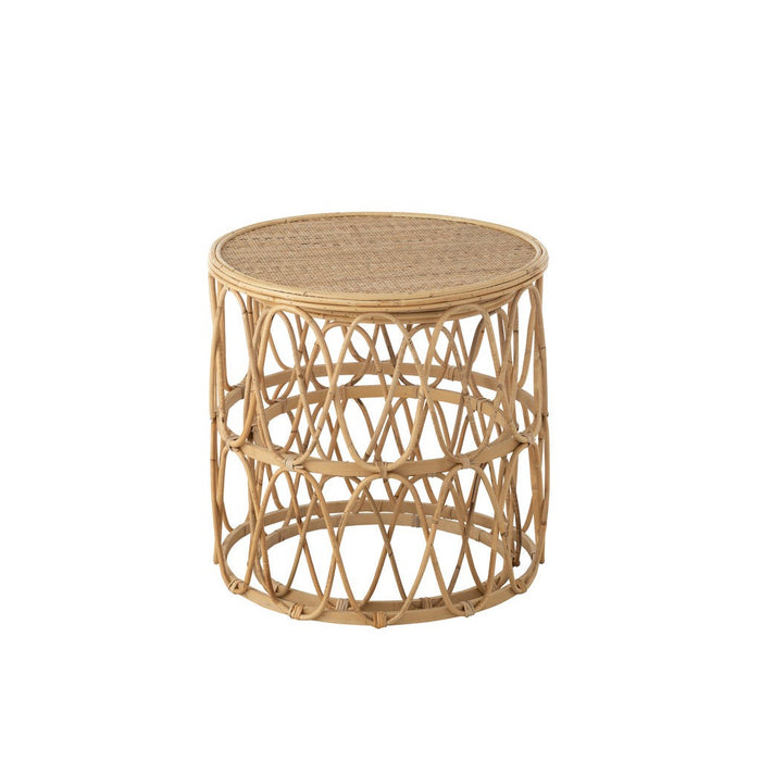 Set Van 2 bijzettafel golf patroon rotan naturel-Bijzettafels-J-Line