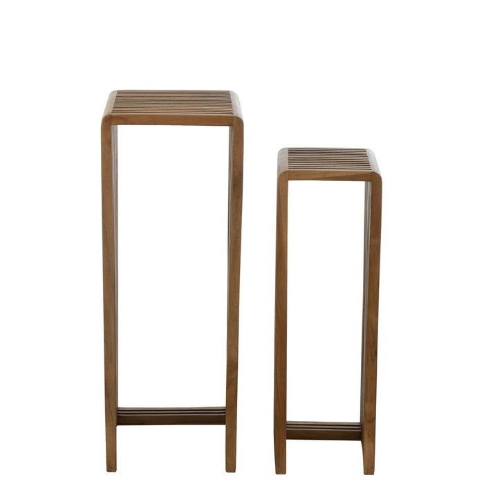 Set Van 2 bijzettafel kubus gerecycleerd teak naturel-Bijzettafels-J-Line