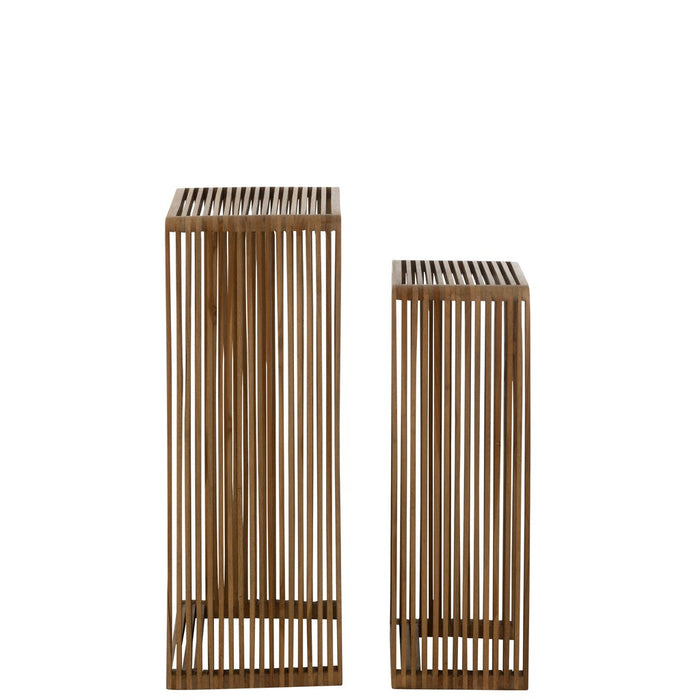 Set Van 2 bijzettafel kubus gerecycleerd teak naturel-Bijzettafels-J-Line