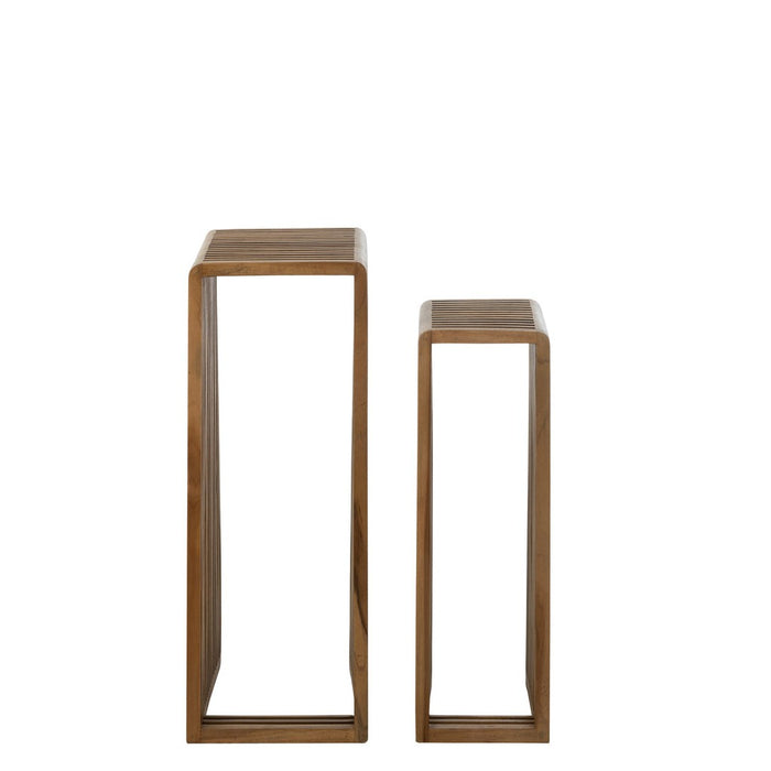 Set Van 2 bijzettafel kubus gerecycleerd teak naturel-Bijzettafels-J-Line