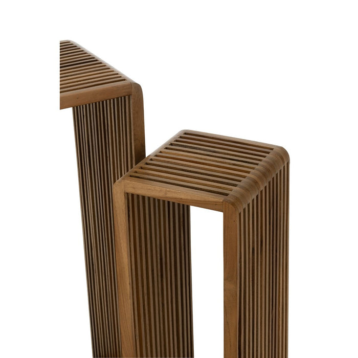 Set Van 2 bijzettafel kubus gerecycleerd teak naturel-Bijzettafels-J-Line