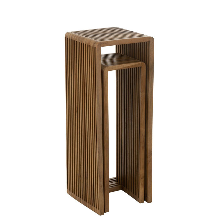 Set Van 2 bijzettafel kubus gerecycleerd teak naturel-Bijzettafels-J-Line