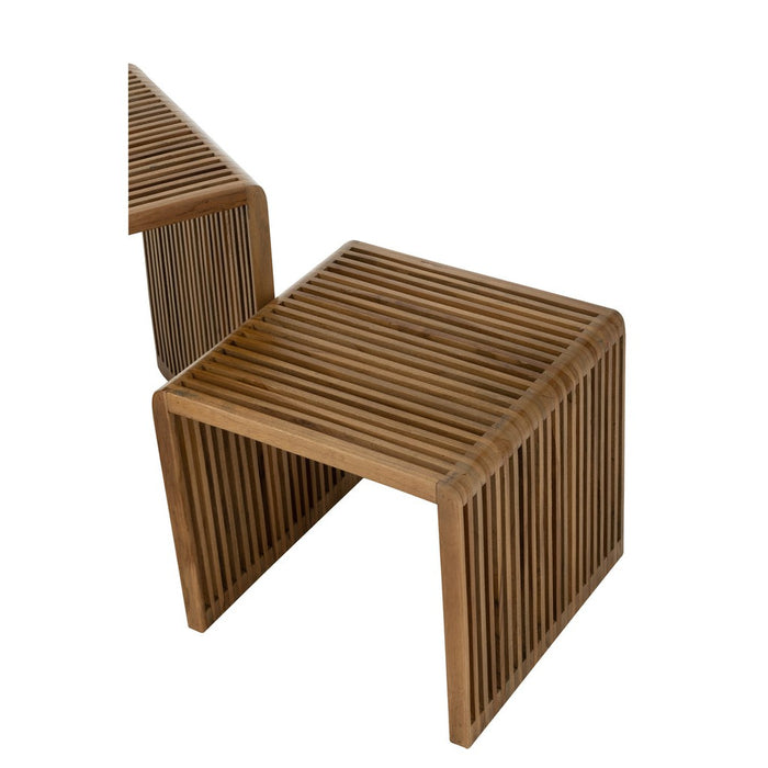 Set Van 2 bijzettafel kubus gerecycleerd teak naturel-Salontafels-J-Line