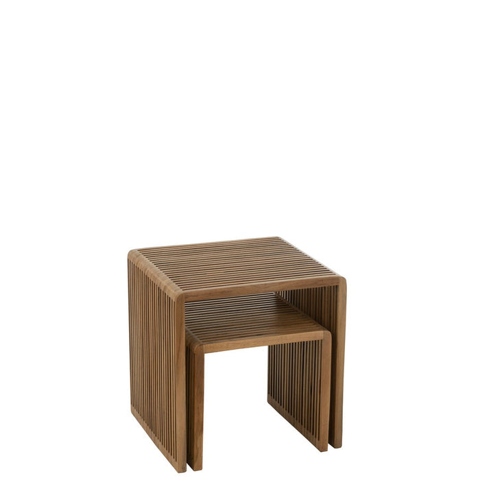 Set Van 2 bijzettafel kubus gerecycleerd teak naturel-Salontafels-J-Line