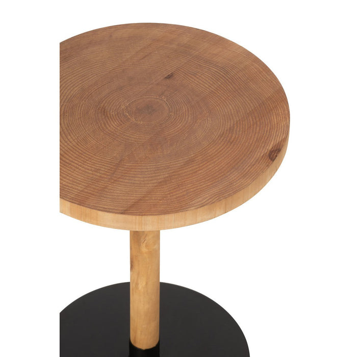 Set Van 2 bijzettafel ron mdf/dennenhout naturel zwart-Bijzettafels-J-Line
