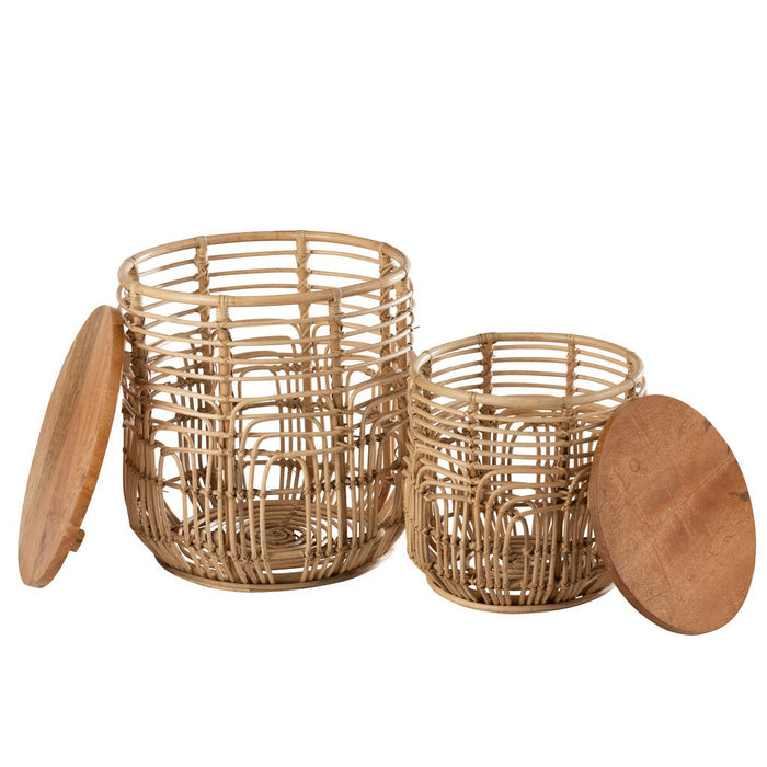 Set Van 2 bijzettafels ellen rotan naturel-Bijzettafels-J-Line