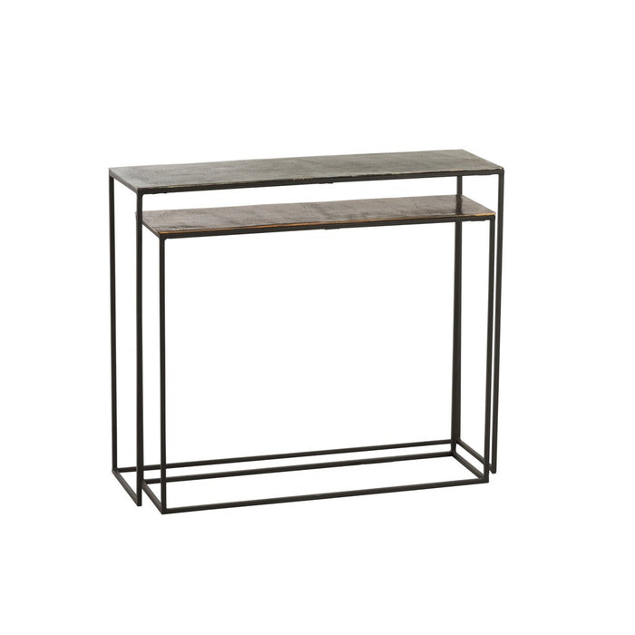 Set Van 2 consoles rechthoekig aluminium zwart/mix-Bijzettafels-J-Line